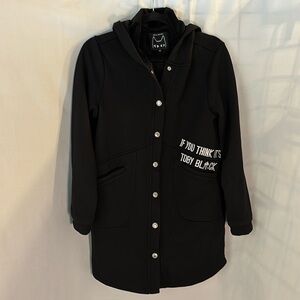 Azona A02 Toby Black Cat Spaceship Hooded Jacket Streetwear